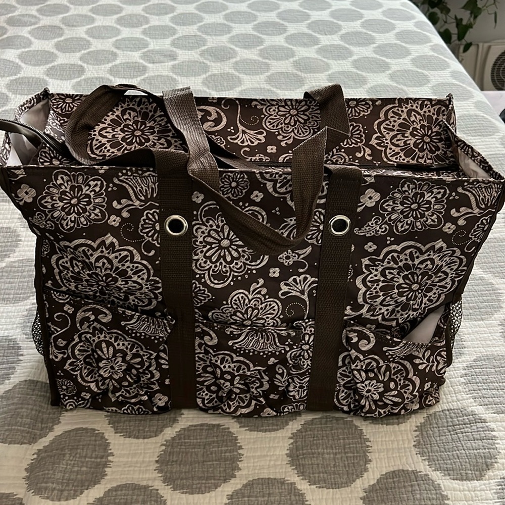 Thirty-one brand zippered tote, Woodland floral print